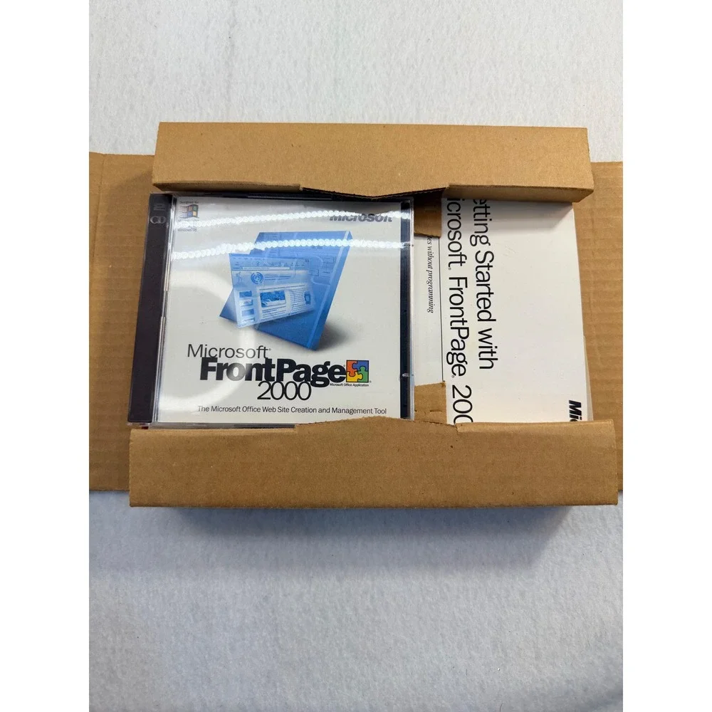Microsoft FrontPage 2000 Windows Web Site Creation Tool Vintage Big Box CD-ROM